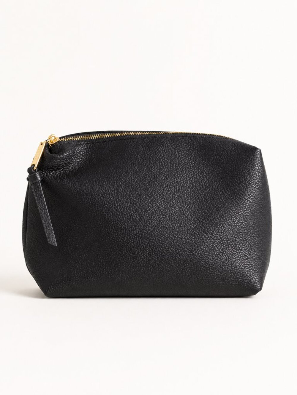 Steve Madden Black Leather Zip Pouch / Clutch Gold Hardware EUC